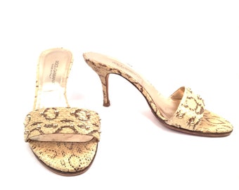 Size 9 Dolce&Gabbana Mules Heels snake skin studded studs size 9 designer snakeskin heeled sandals