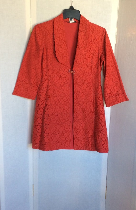 Westonwear Vintage 60s red lace coat jacket coverl
