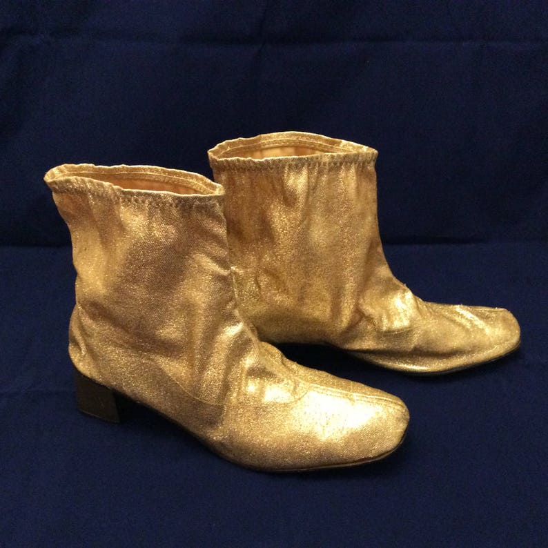 60s ankle gold Lame boots booties metallic short booties size | Etsy