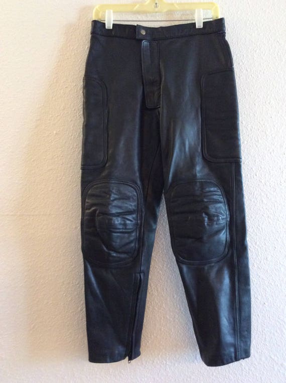 Women’s Motorcycle riding black leather pants siz… - image 1