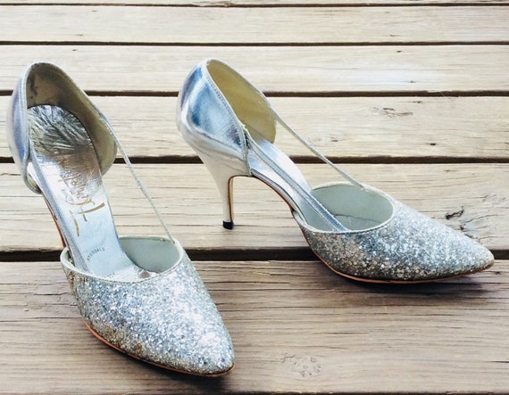 Paradox London Chester Glitter Kitten Heel Peep Toe Shoes at John Lewis &  Partners