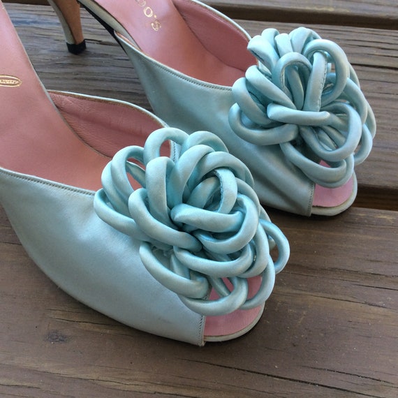 True vintage 40s 50s bedroom slippers satin baby b