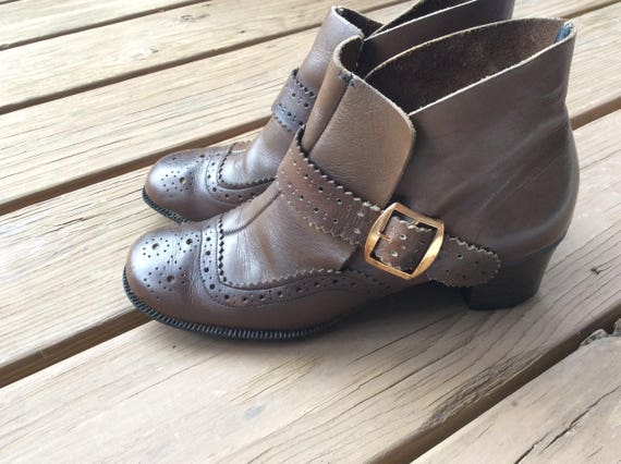 60s Vintage Mod leather boots ankle size 6.5