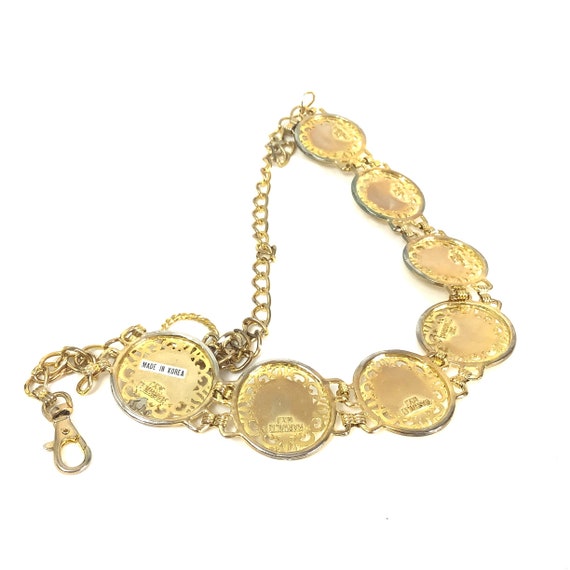 Harwill NY Vintage gold belt faux pearls medallio… - image 6