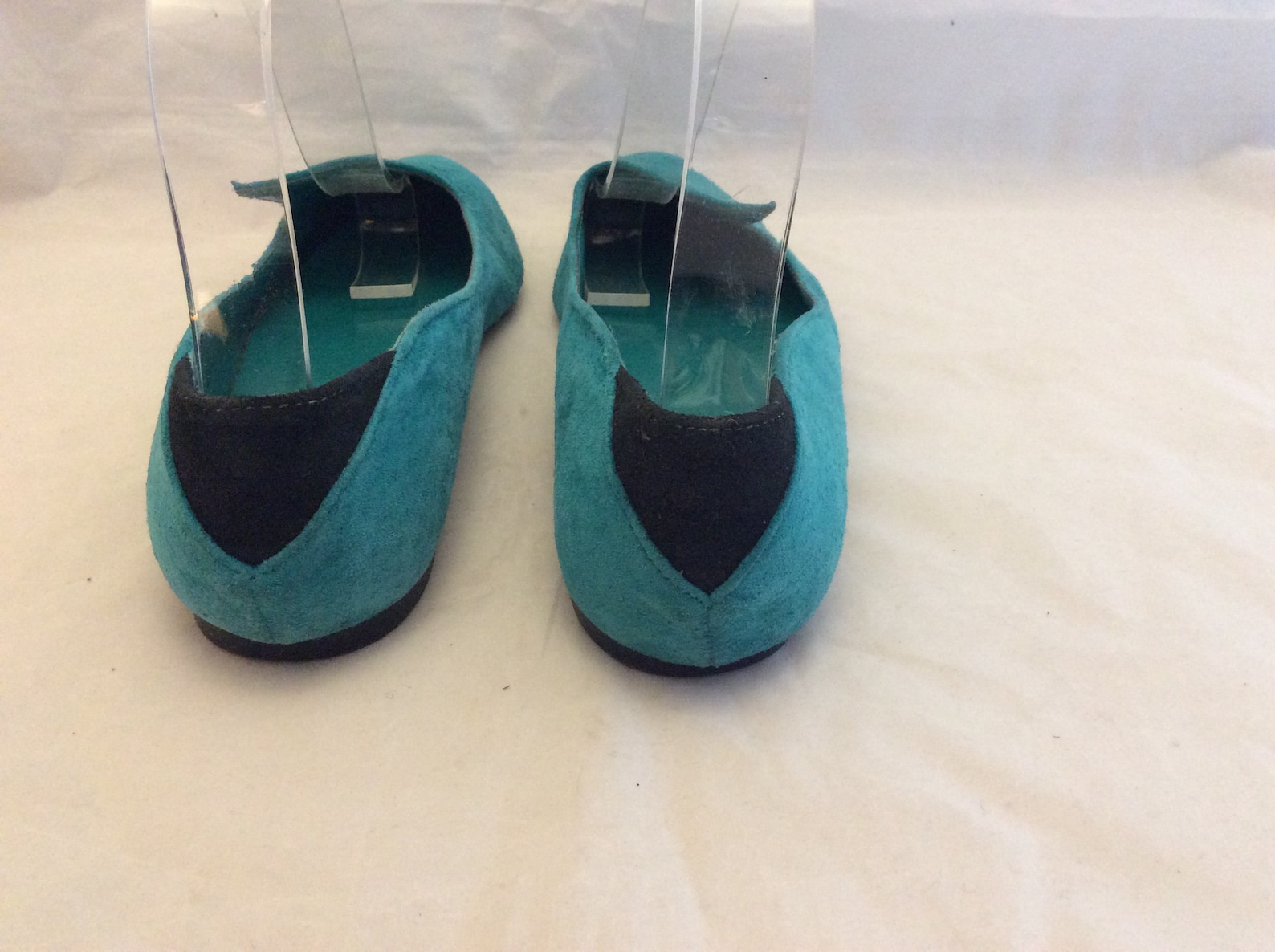 funky cut leather blue flats 80s ballet pointy by wildcard teal size 9 punk ook rare