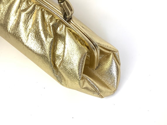Gold Vintage Purse Oversized top handle 50s 60s F… - image 7