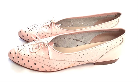 Pink leather Oxfords size 8.5 Van Eli 80s Cut lea… - image 1