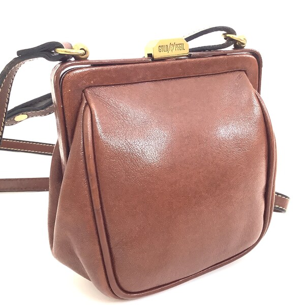 Gold Pfeil vintage crossbody cross body bag retro leather