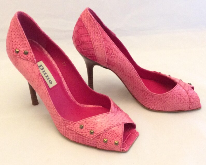 pink peep toe block heels
