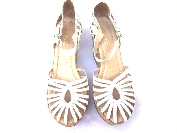 white platform cork sandals