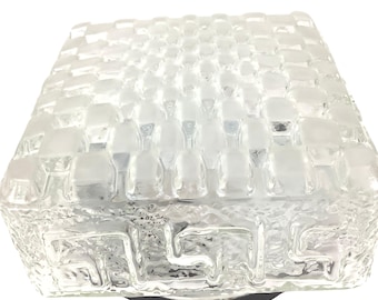 Vintage '70s Clear Glass Flush Mount Lamp Brutalist Design