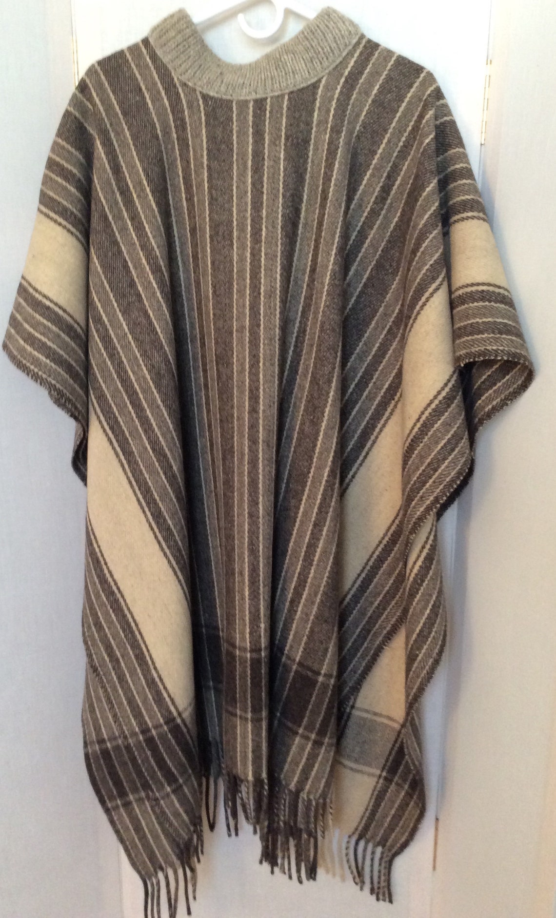Long Sarape Wrap Coat Poncho Wool Vintage Neutral Colors - Etsy