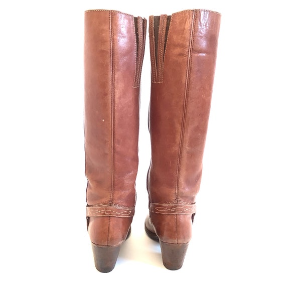 Size 7 Boots Vintage Hippie 70s cognac leather di… - image 7