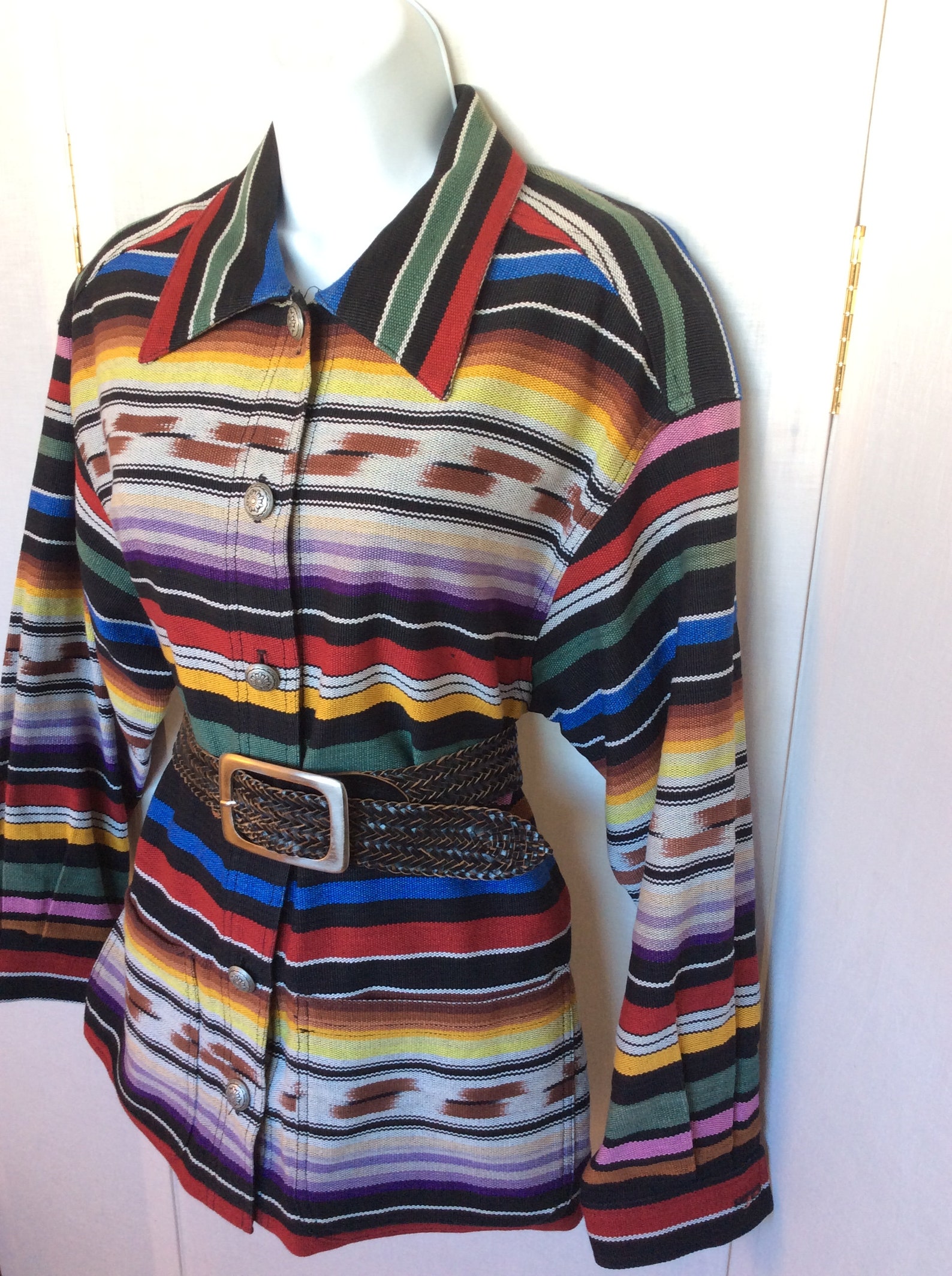 Serape Blazer Sarape Jacket Stripes Striped Vintage Cotton - Etsy