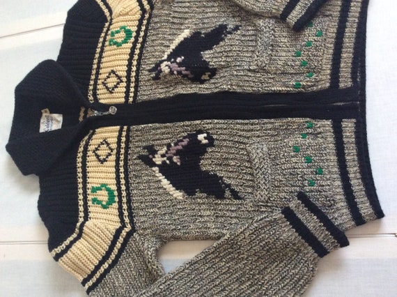 Mid Century vintage cowboy horse knitted sweater … - image 3