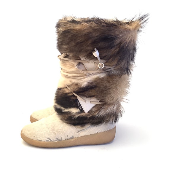 Eskimo boots Retro fur boots snow winter funky ha… - image 4