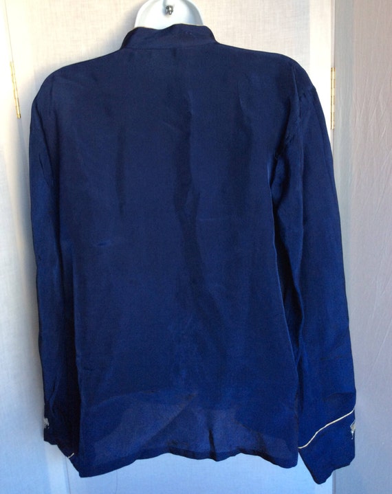 Vintage silk hand embroidered top shirt tunic siz… - image 5