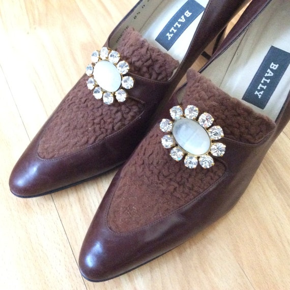 Vintage Bally pilgrim style heels shoes pumps size