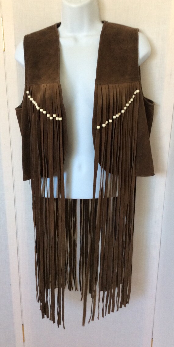 Vintage Boho western fringed fringe vest southwes… - image 2