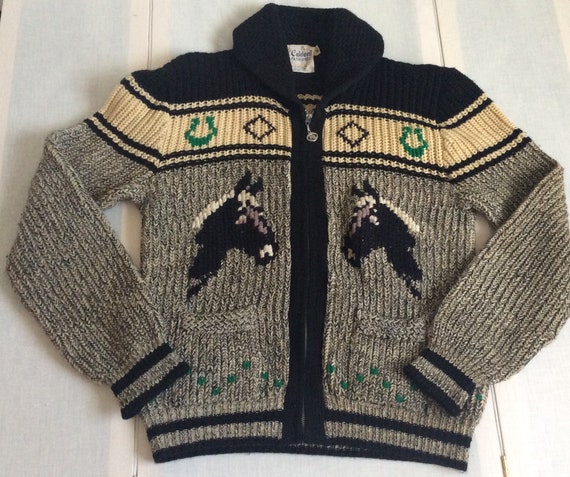 Mid Century vintage cowboy horse knitted sweater … - image 2