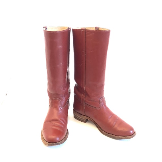 True vintage Frye Oxblood boots 70s 80s maroon bu… - image 4