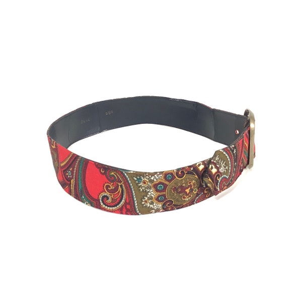 Vintage paisley jewel tone fabric belt 1960 1950 … - image 5