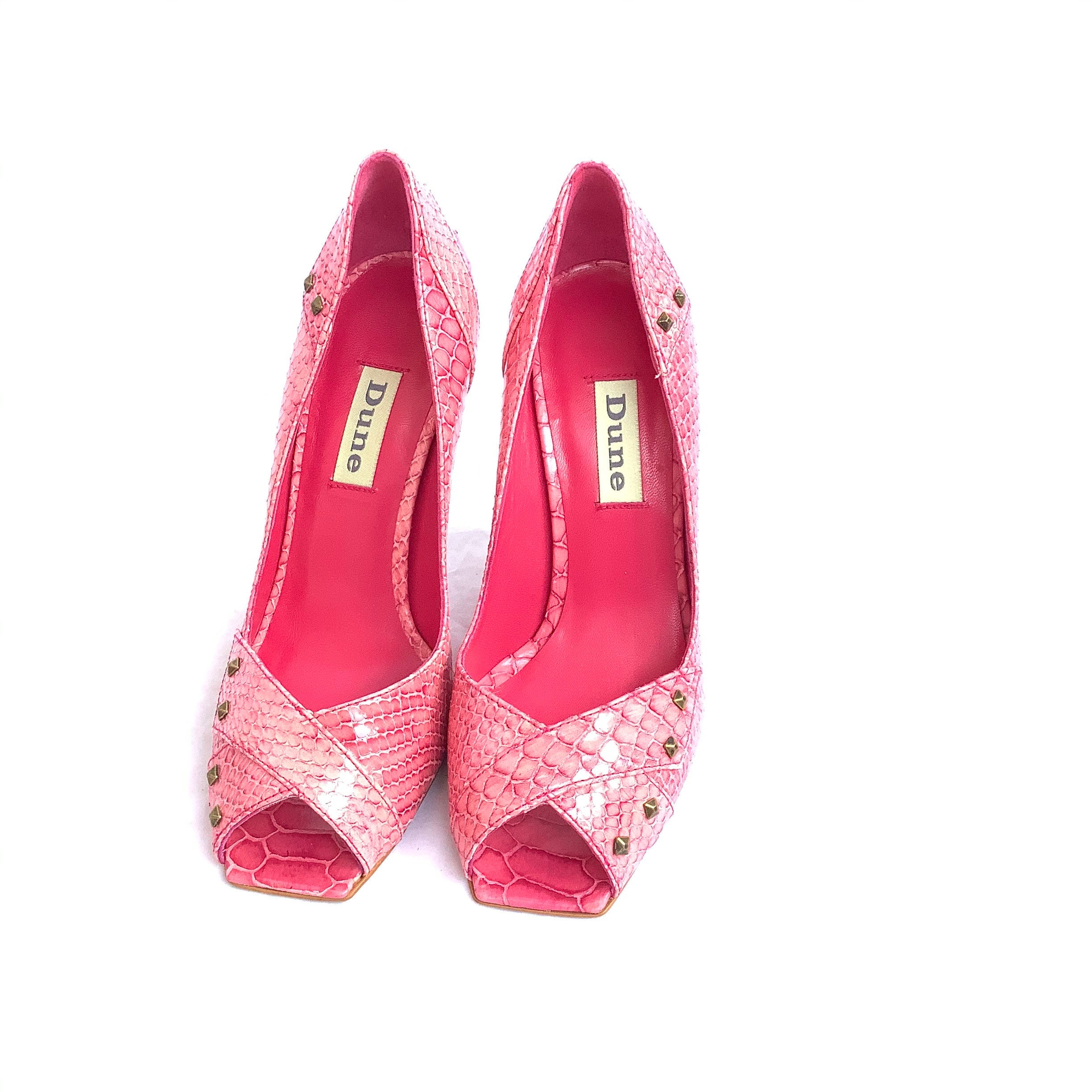 Hot Pink Studded Peep Toe Heels Pumps Shoes Size 7 US 37 EU