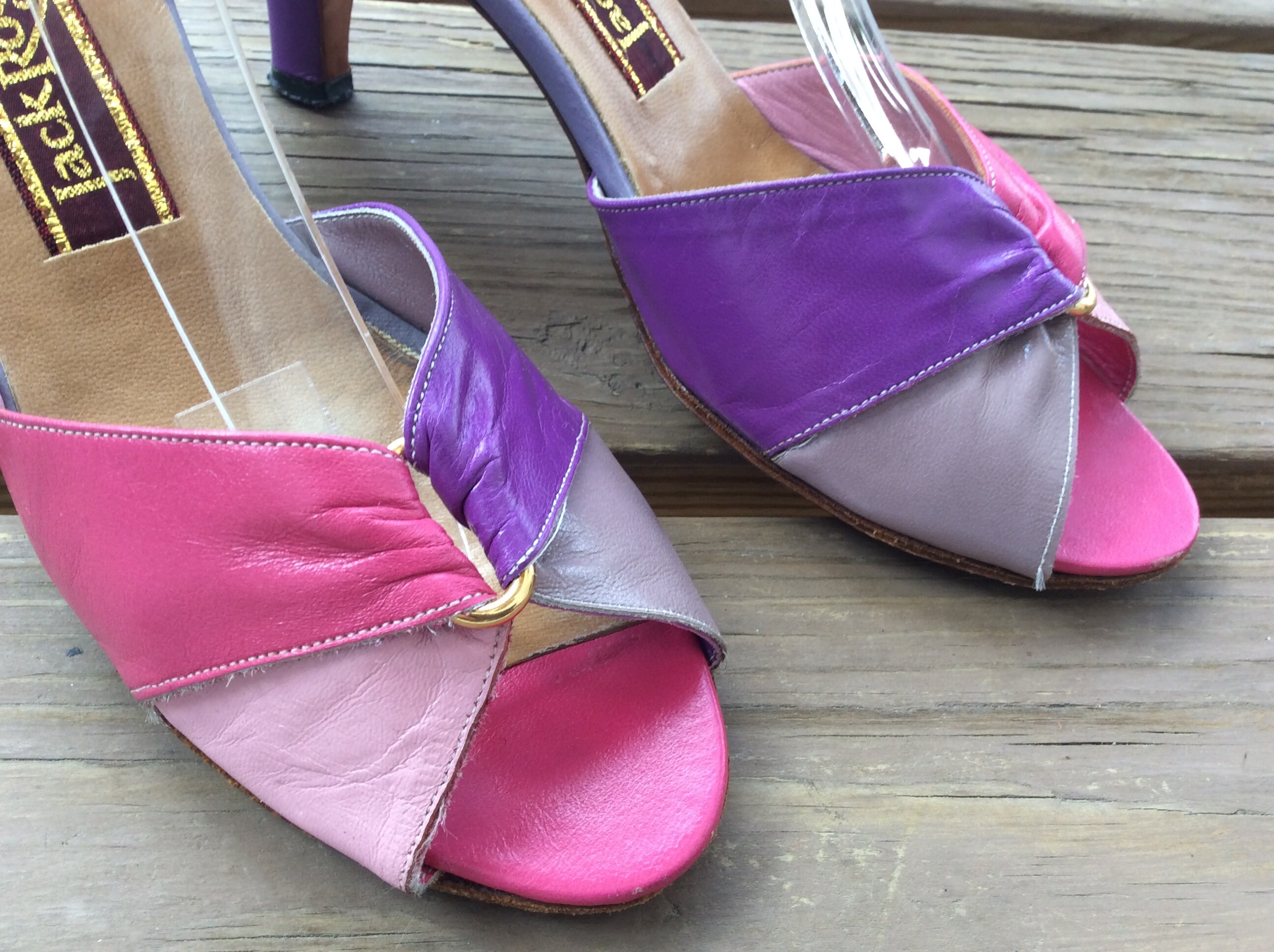 vintage color block sandals