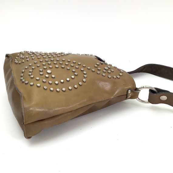 70s hippie studded bag vintage leather boho distr… - image 2