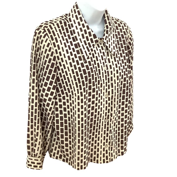 True vintage op art 60s mod blouse top shirt funk… - image 2