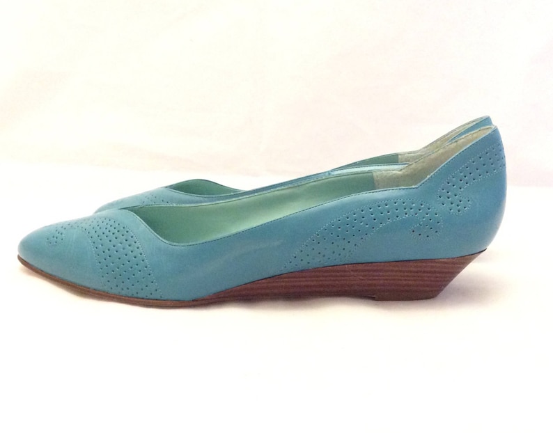 Vintage Gloria Vanderbilt Teal Blue Leather Shoes Pumps Heels - Etsy