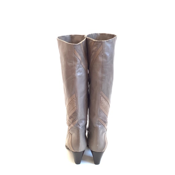 Vintage Brunella Italian grey leather 80s boots s… - image 2