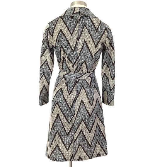 70s chevron print dress long sleeve mod retro vin… - image 6