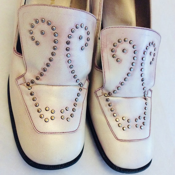 Mod true vintage 60s chunky block heel pink distre