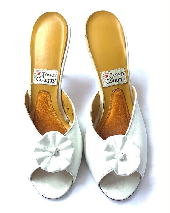 Size 7 Mules Stiletto Sandals White 