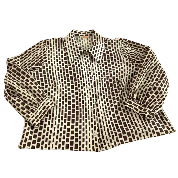True vintage op art 60s mod blouse top shirt funk… - image 5
