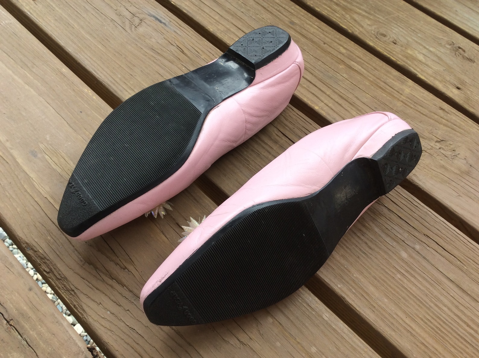 flat pink leather ballet shoes size 9.5 retro wedding flats pastel funky town country
