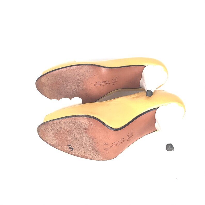 Yellow Heels Pancaldi Fantasy Plastic Bow Gold Mustard Italian Etsy