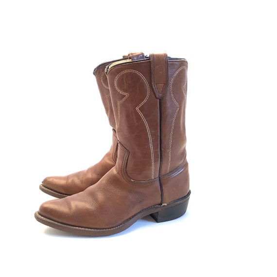 50s 60s cowboy boots size 7 1950 retro leather ra… - image 3
