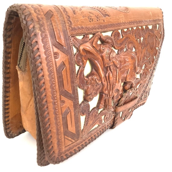 40s 50s tooled clutch bag purse retro collectible 