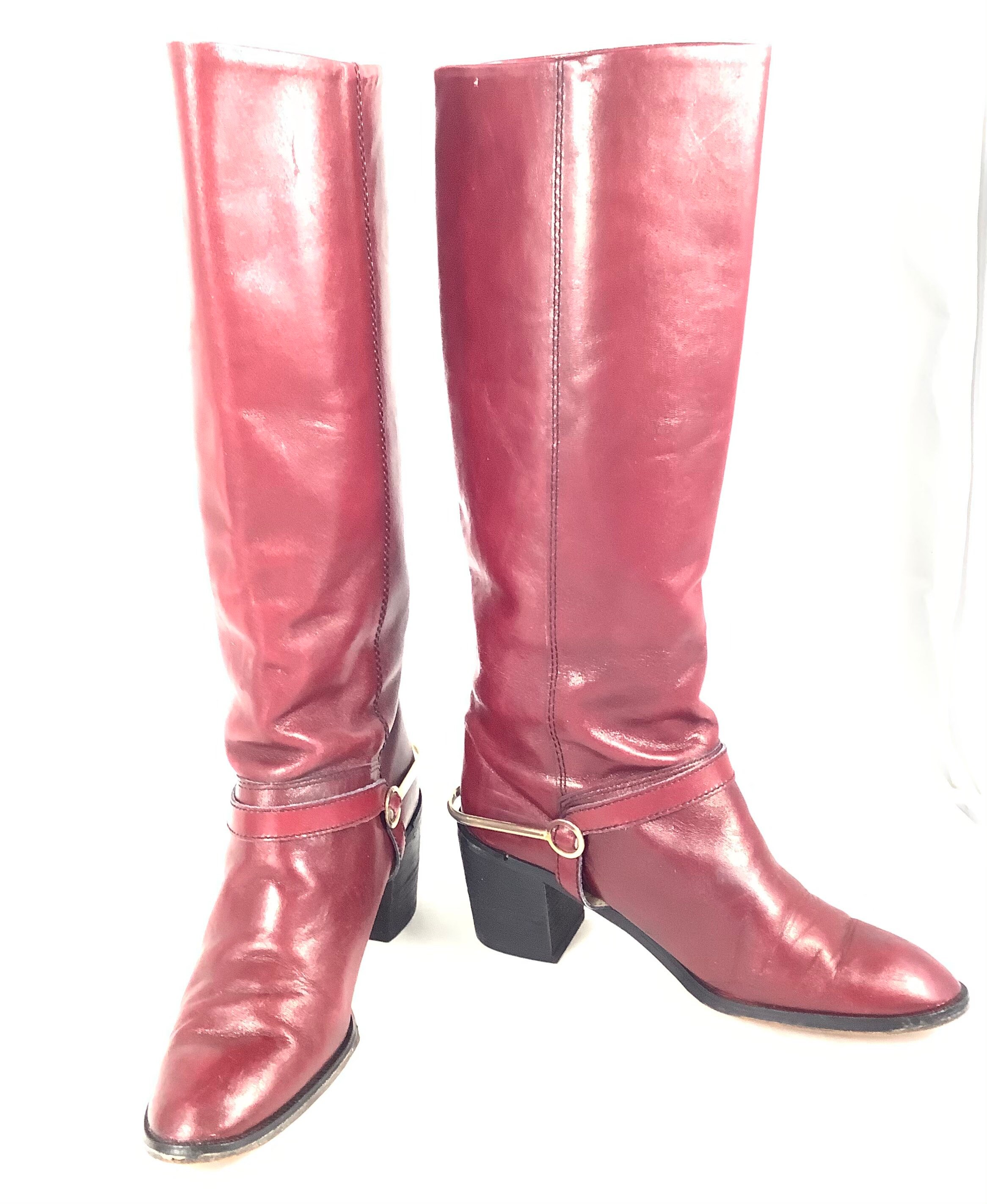 Gods Ældre borgere by Vintage Etienne Aigner Riding Boots Burgundy Leather Oxblood | Etsy Canada