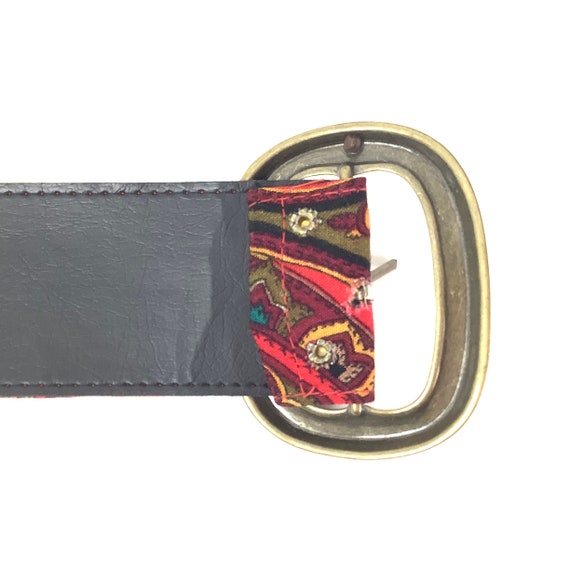 Vintage paisley jewel tone fabric belt 1960 1950 … - image 8