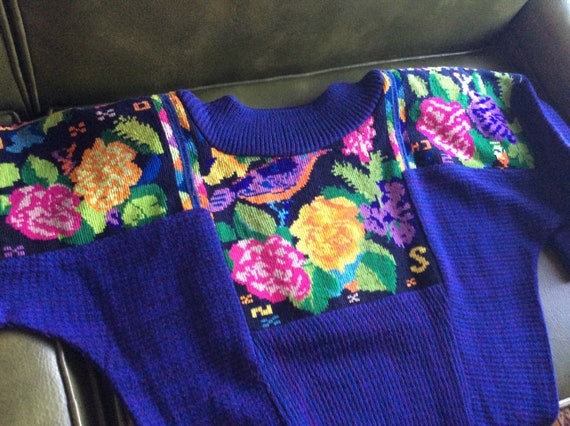 Hand embroidered vintage pullover sweater floral … - image 5