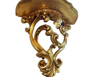 Vintage Rococo Wall Shelf Gold Baroque Decor Syroco 1980s
