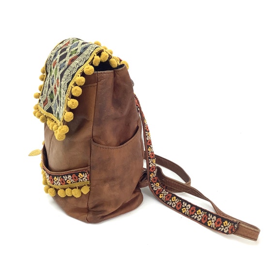 Vintage backpack hobo bohemian festival funky upc… - image 2