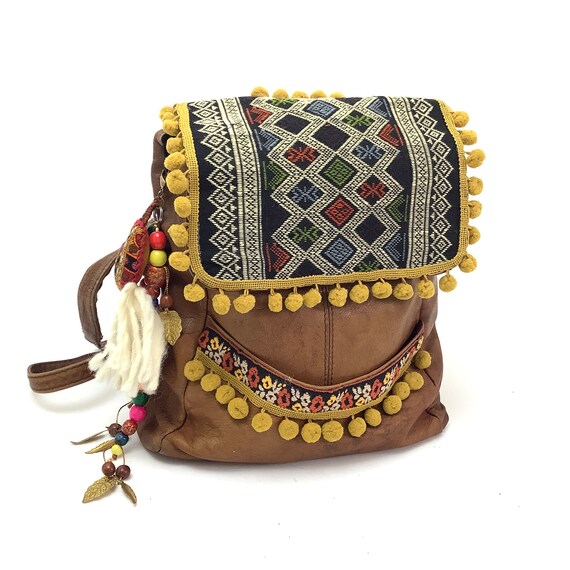 Vintage backpack hobo bohemian festival funky upc… - image 7