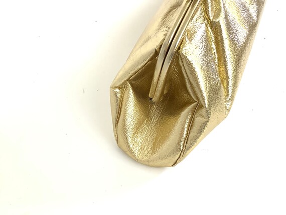 Gold Vintage Purse Oversized top handle 50s 60s F… - image 4
