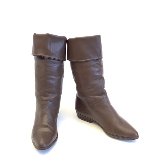 Vintage slouch flat pixie boots retro size 7 funk… - image 7