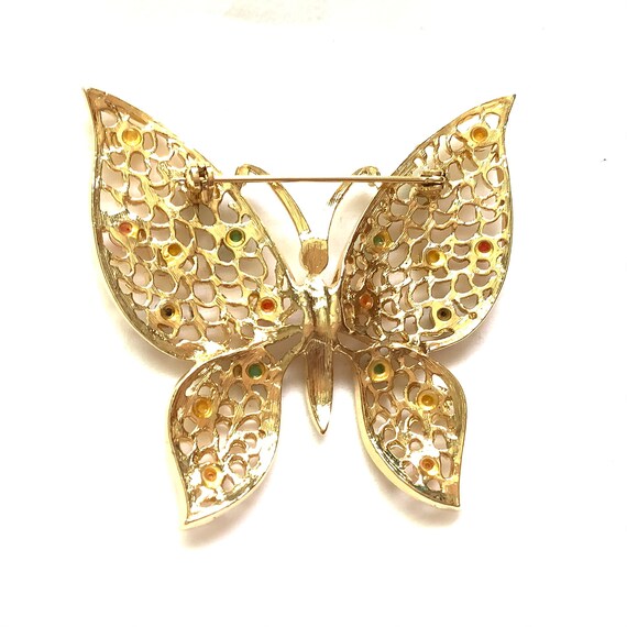 Vintage butterfly pin large size retro funky gold… - image 4