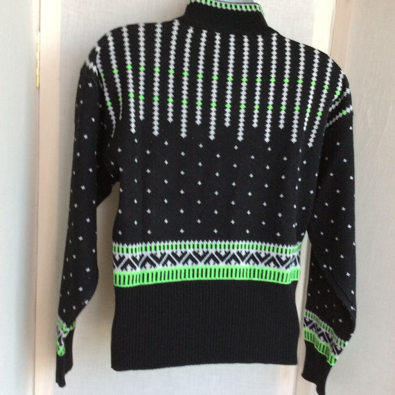 Vintage ski sweater size small retro 80s neon gre… - image 5